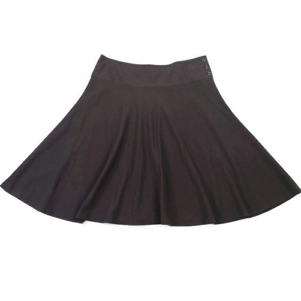 Chaps Classic Suiting Brown Stretch Side Button Zip Circle Skirt Womens Size 10 - Picture 6 of 10
